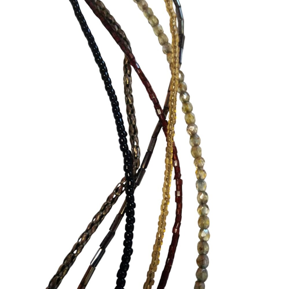 Chico's multi strand rhinestone & bronze tone mosaic beaded necklace - Picture 5 of 11